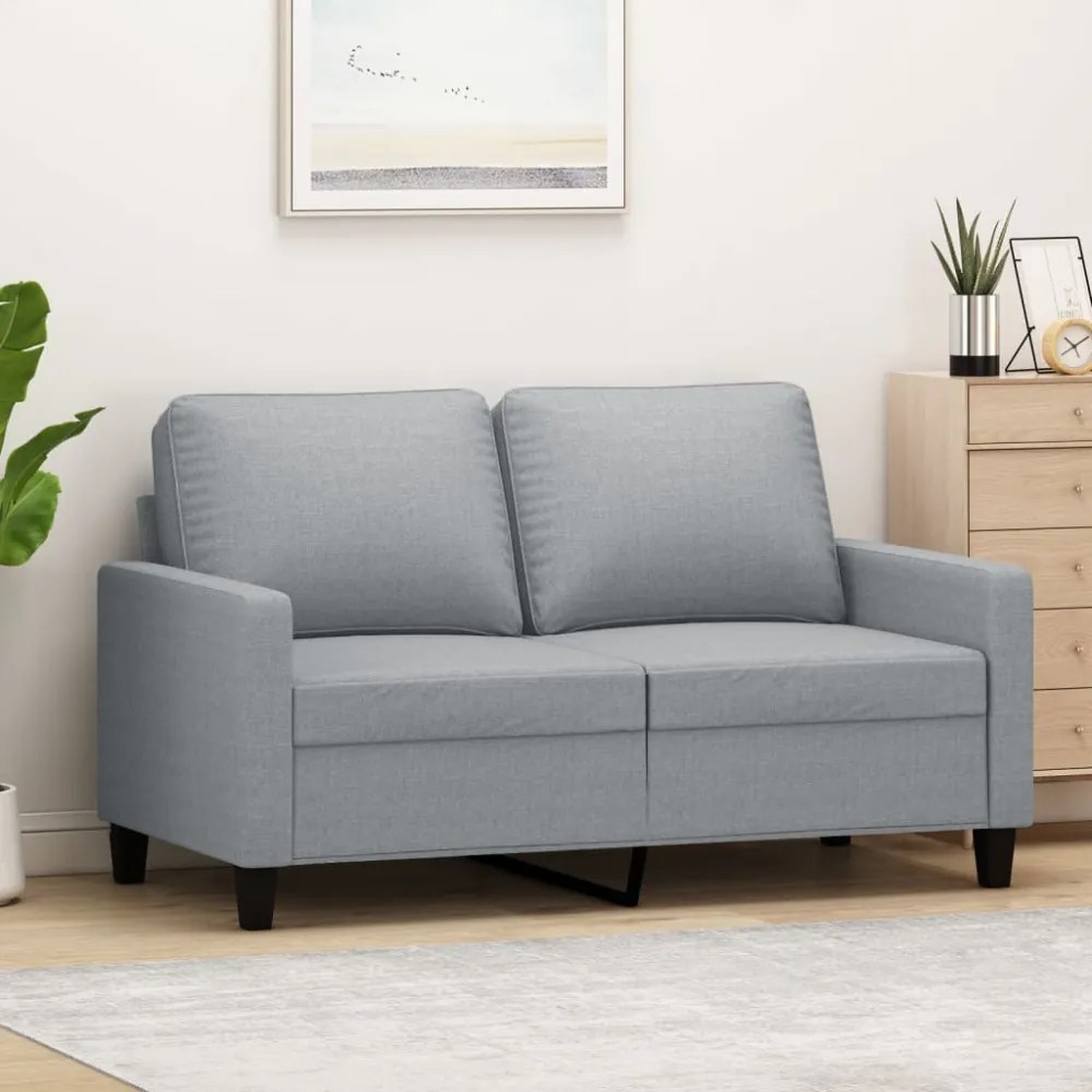 kétszemélyes világosszürke szövetkanapé 120 cm