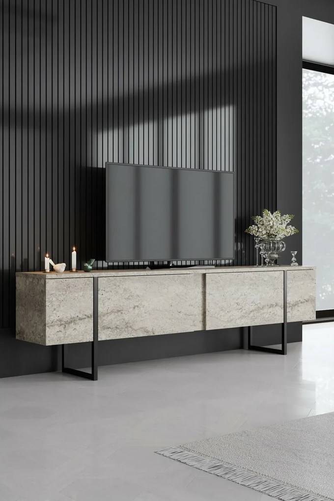 Luxe Travertine and Black TV-állvány