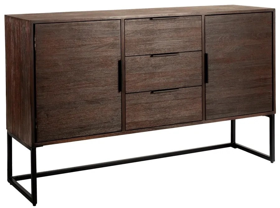Barna teakfa alacsony komód 135x82 cm Webster – White Label