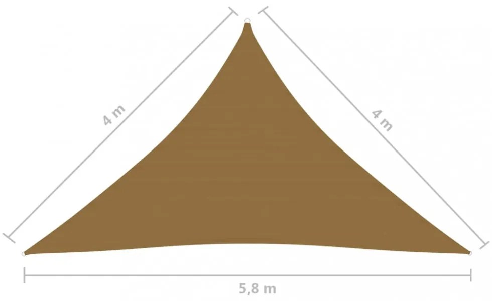 tópszínű HDPE napvitorla 160 g/m² 4 x 4 x 5,8 m