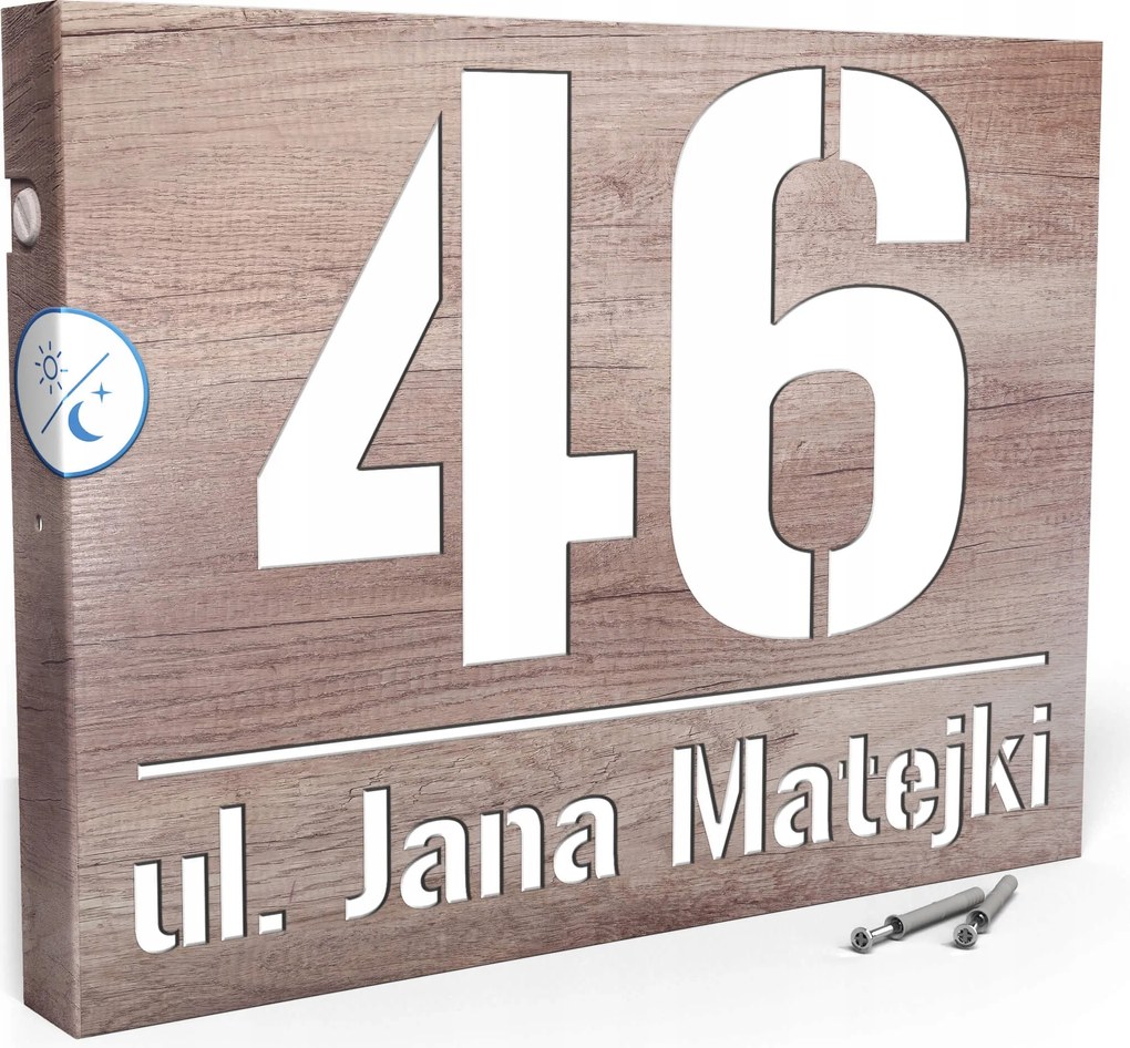 Megvilágított Házszám Címtábla 40X30 CM Szürkület Érzékelővel