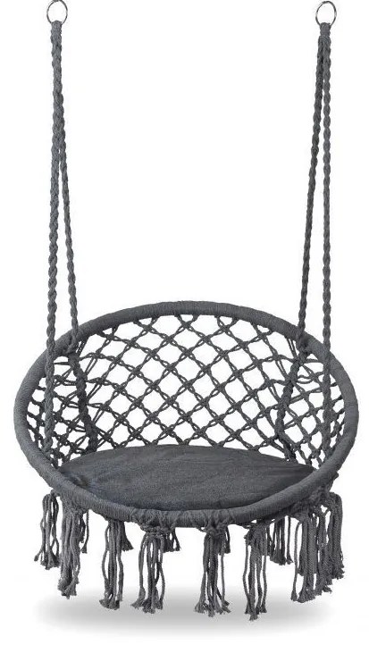 Függő gólyafészek hinta párnával szürke színben