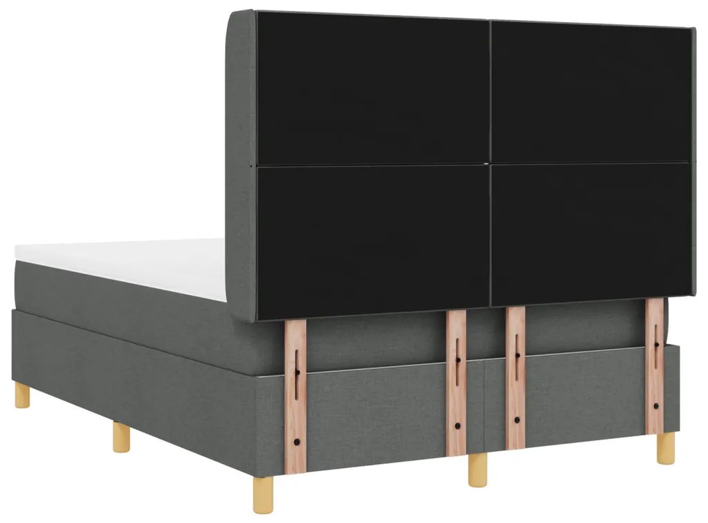 Boxspring Ágy Mattal Sötétszürke - 140x200 cm Szövet