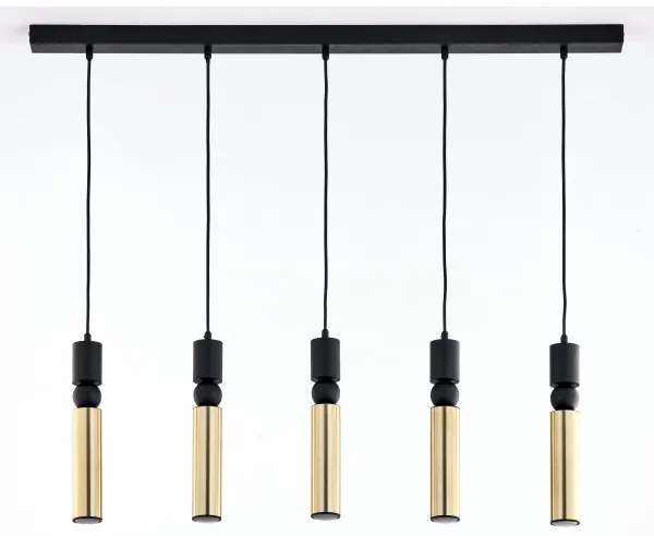 Jupiter 2012 - Csillár zsinóron ALAS 5xGU10/10W/230V fekete/arany