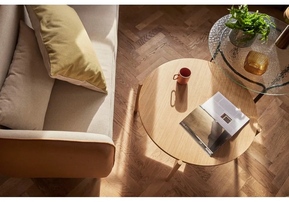 Fekete kerek dohányzóasztal üveg asztallappal ø 80 cm Orbit – Hübsch