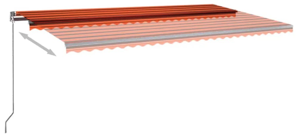 narancssárga-barna szélérzékelős és LED-es napellenző 600x300cm