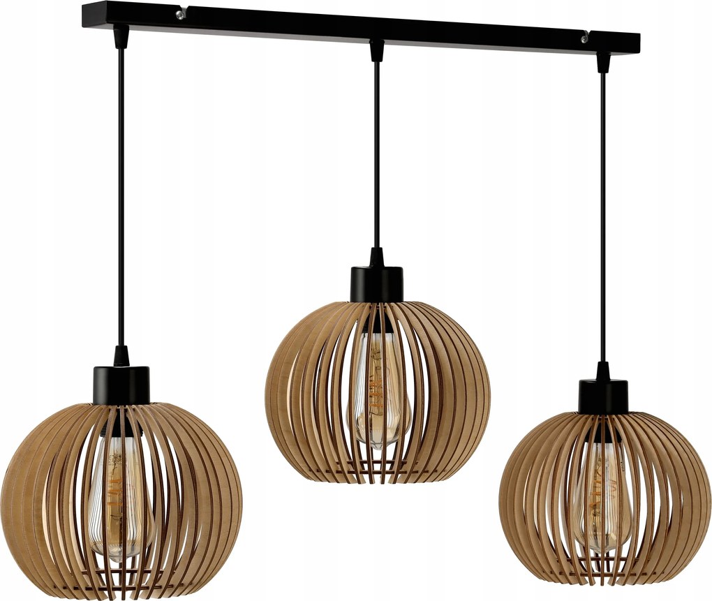 Led Függőlámpa 3xE27 Fa Állítható Konyhába Nappaliba Klíma