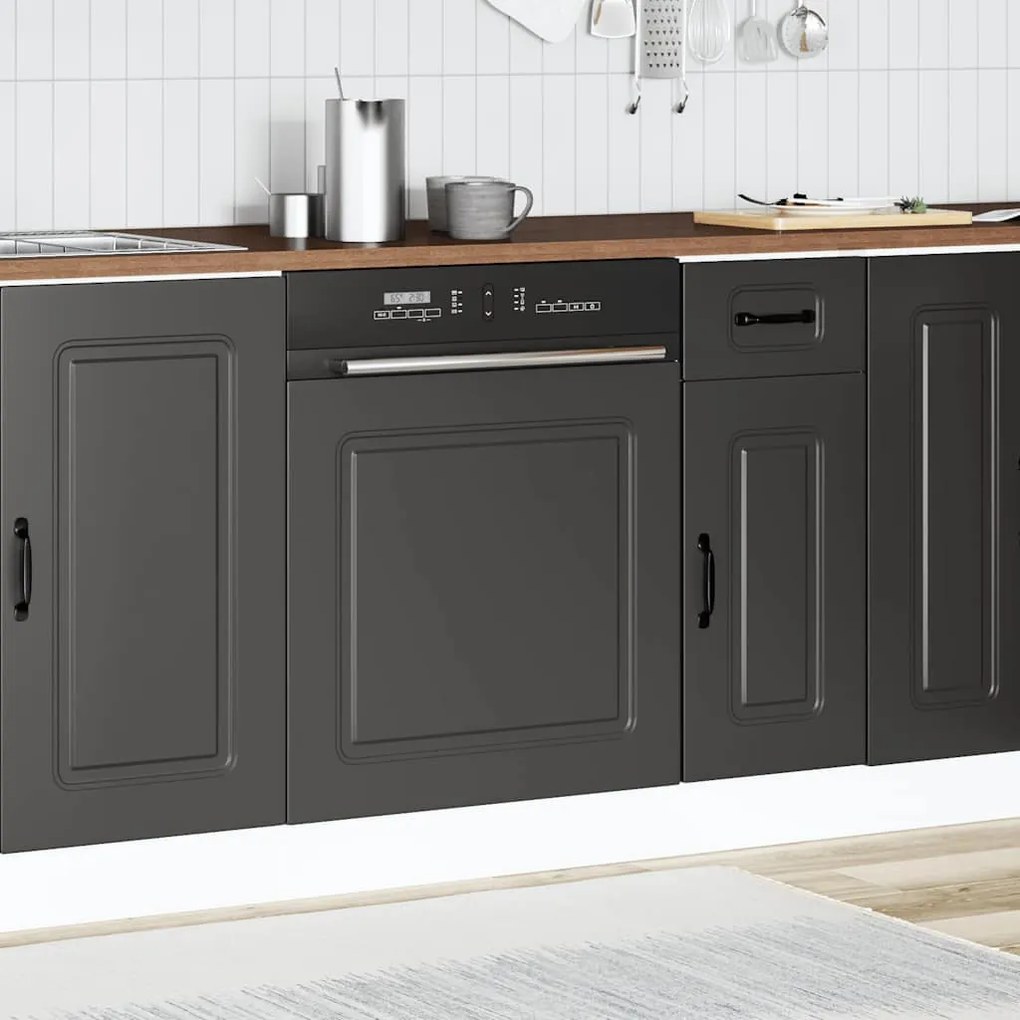 vidaXL mosogatógép panel Kalmar fekete 60x1,5x67 cm gépesített fa