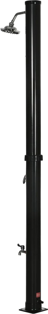 Outsunny 20L Kerti Napenergia Zuhanyzó Kültéri Zuhanyzó Kerek Zuhanyfej Meleg Víz Csap Max. 60℃ és Lábzuhany Medence Terasz Strand 15.5x15.5x222 cm Fe