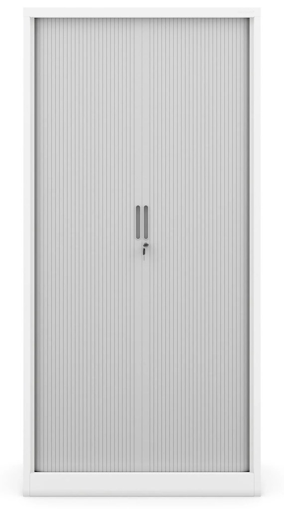 Fém szekrény harmonika ajtókkal DAMIAN, 900 x 1850 x 450 mm, fehér-szürke