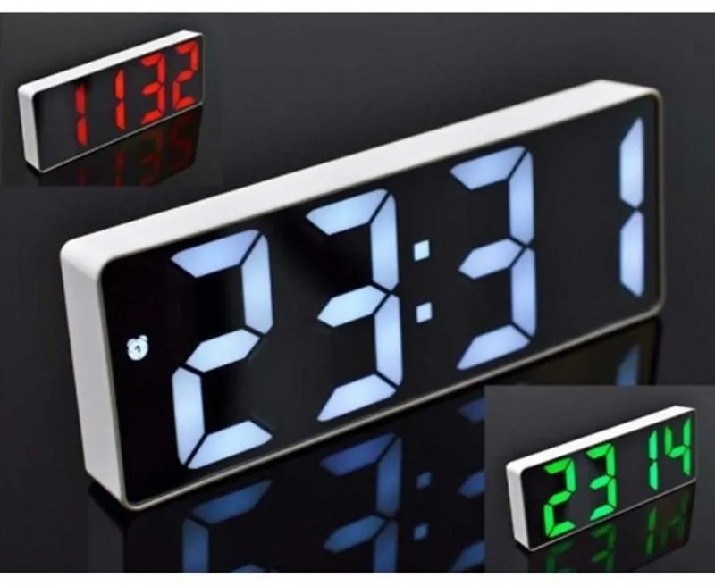 Nagyméretű Led Kijelzős Asztali Óra Fekete/Fehér GH-0712L