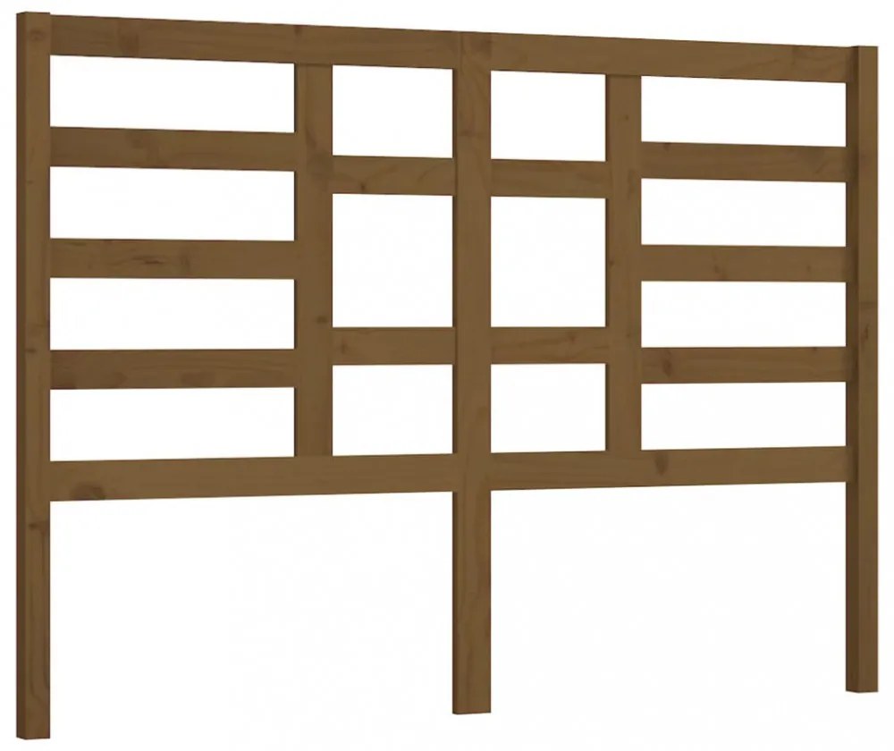 mézbarna tömör fenyőfa ágyfejtámla 126 x 4 x 104 cm