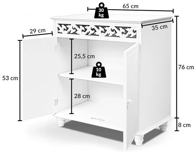 Casaria® Jersey komód - 76x65x35 cm