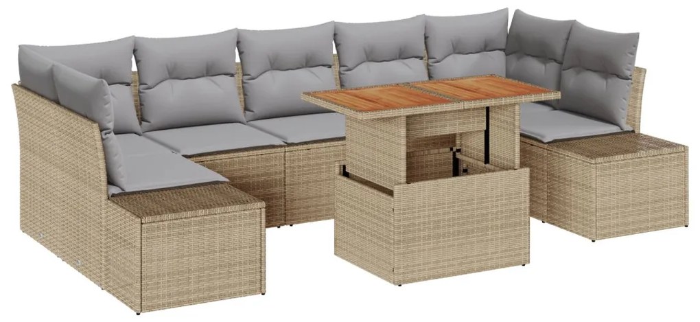 8 részes kertisofa szett párnákkal Bézs Poli Rattan