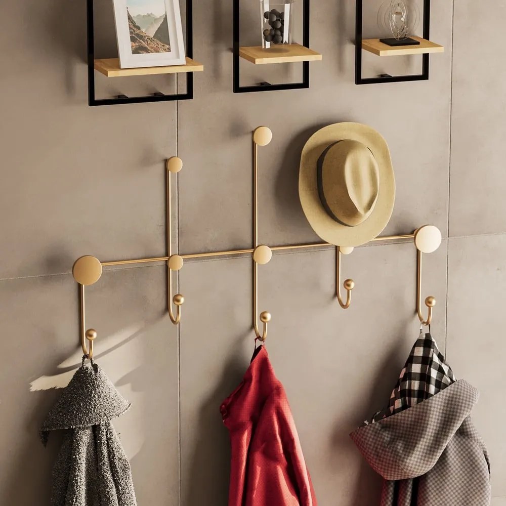 Aranyszínű fém fali fogas Dama – Kalune Design