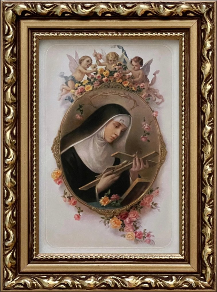 Vászonkép 19x14 Szent Rita Cascia Arany Díszített Fa Keret