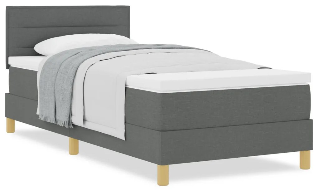 Boxspring Ágy Matraccal Sötétszürke 80x200 cm Szövet