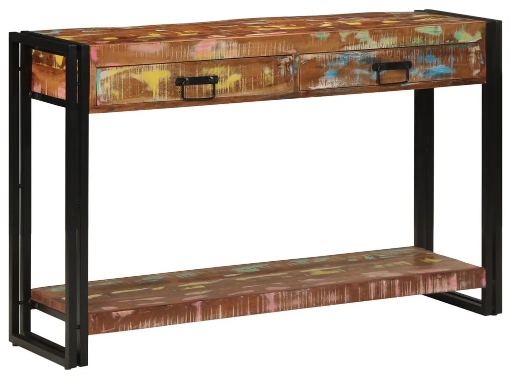 Többszínű Konzolasztal 120x33x75 cm Tömör újrahasznosított fa