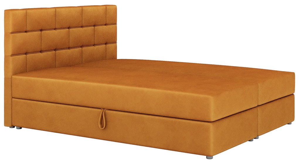 Franciaágy Boxspring 140x200 cm Waller Comfort (mustár) (ágyráccsal és matraccal). 1056368