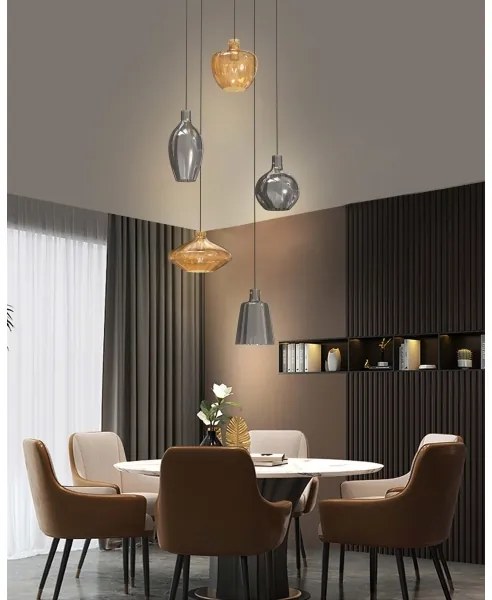 Wofi 5005-501 - Csillár zsinóron ROUEN 5xE14/40W/230V arany/szürke