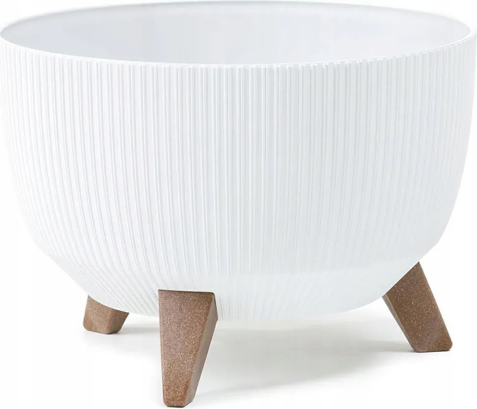 Kerek Fehér Fedél Virágtál gyógynövények Eco Öko Virágcserép csíkos lábakkal