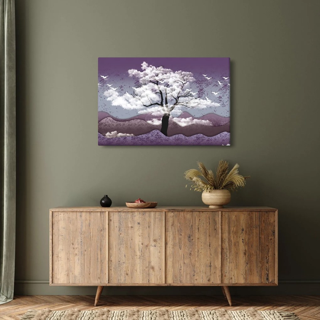 Kép - Fa a felhőkben (90x60 cm)