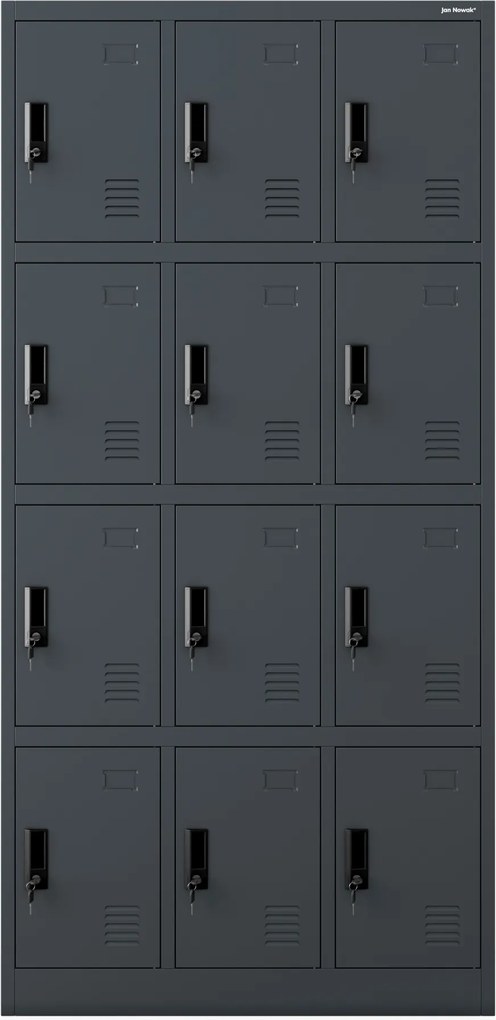 MARCIN fém BHP uzsonnás szekrény, 900 x 1850 x 400 mm, antracitszürke