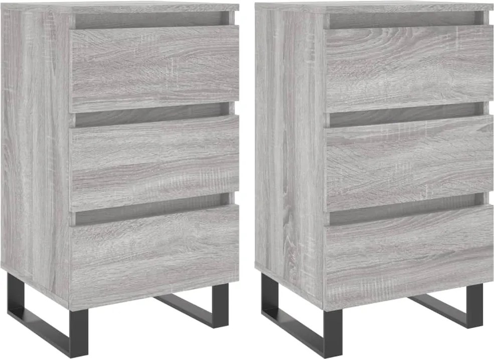 vidaXL 2 db szürke sonoma színű szerelt fa éjjeliszekrény 40x35x69 cm