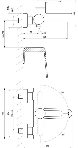 Ravak X070185 - PURI kádcsaptelep, fekete
