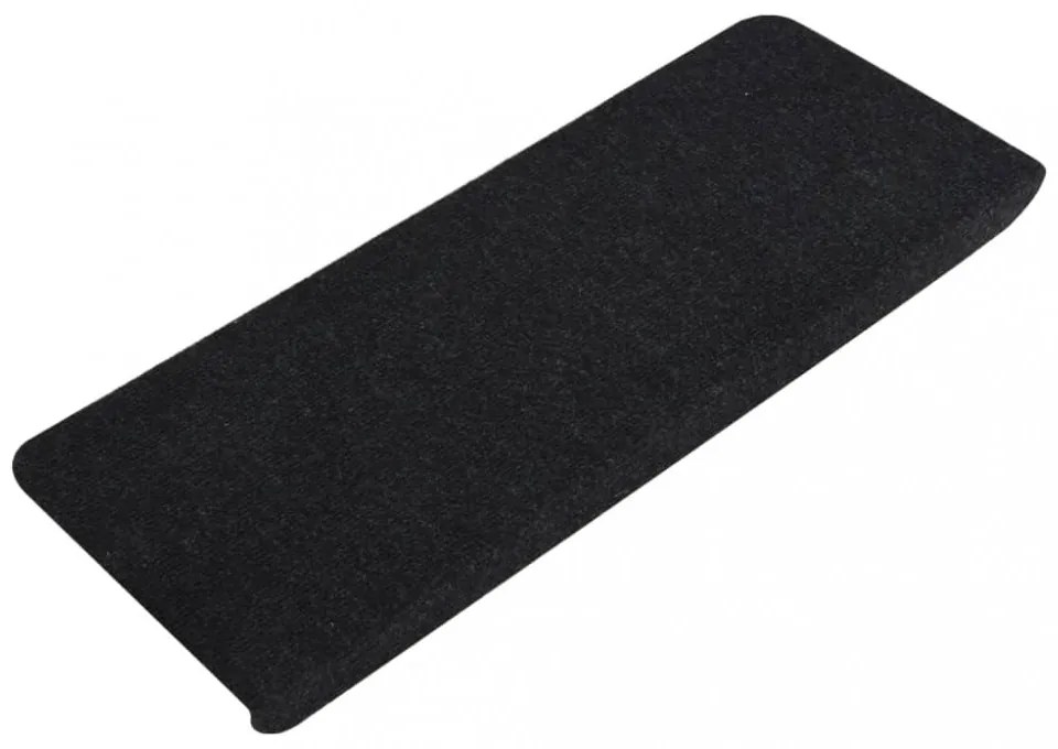 15 db fekete öntapadó lépcsőszőnyeg 65x24,5x3,5 cm