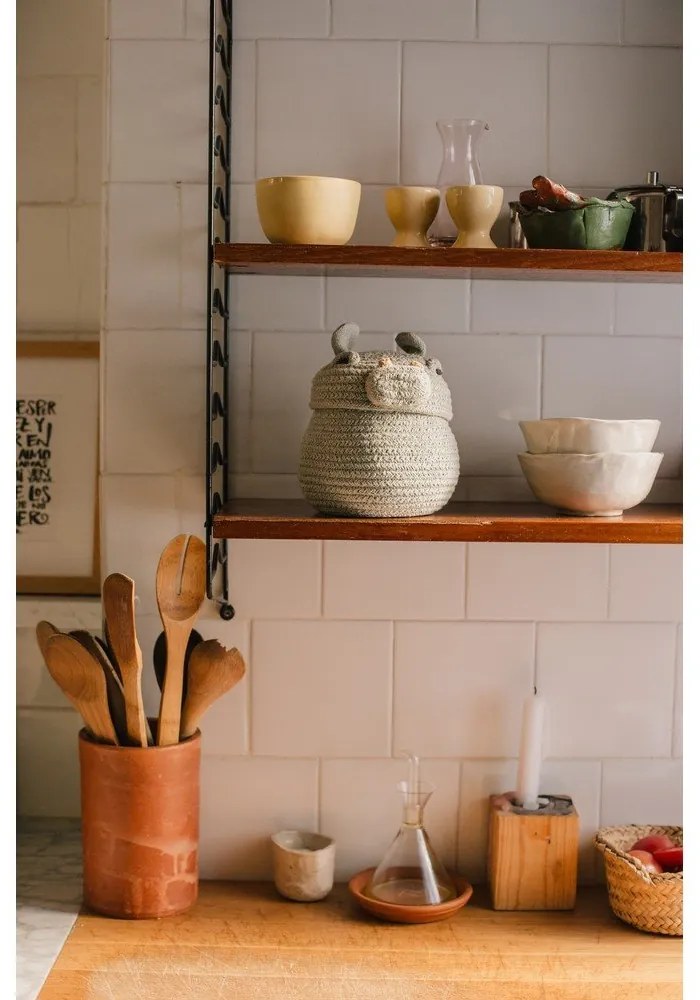 Világosszürke textil játéktároló kosár ø 15x15 cm Mini Henry the Hippo – Lorena Canals