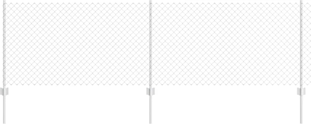 vidaXL Kerítés oszlopokkal Ezüst 0,8 x 10 m Acél
