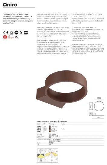 Redo 91067 - ONIRO LED kültéri lámpa LED/15W/230V 49,5 cm CRI 90 IP65 barna