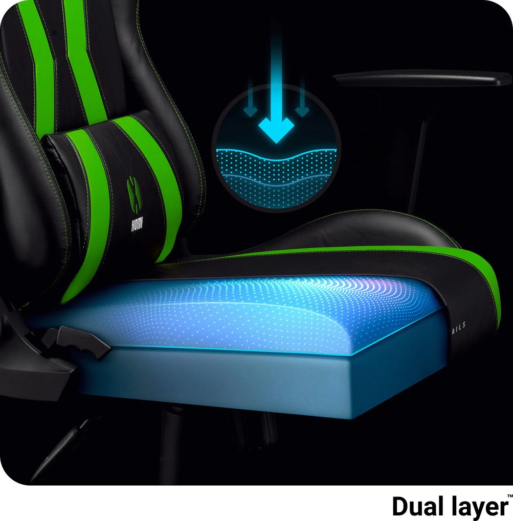 Gamer szék műbőr Normal Size, fekete-zöld: Diablo X-Horn 2.0