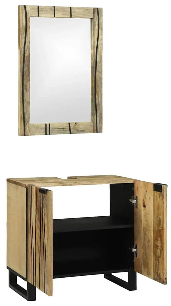 Fürdőszoba bútor szett polcokkal 2 pcs Barna 62 x 33 x 58 cm