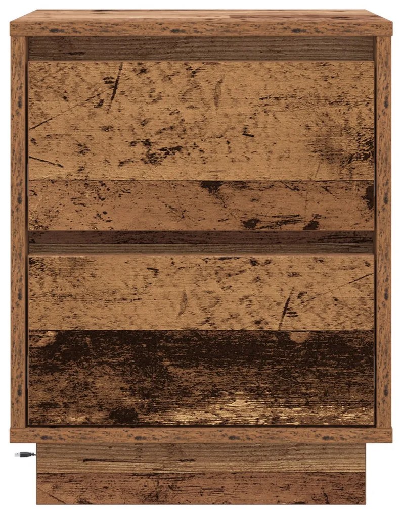 Éjjeli Szekrények LED Világítással 2 db Régi Fa 39x34.5x50 cm