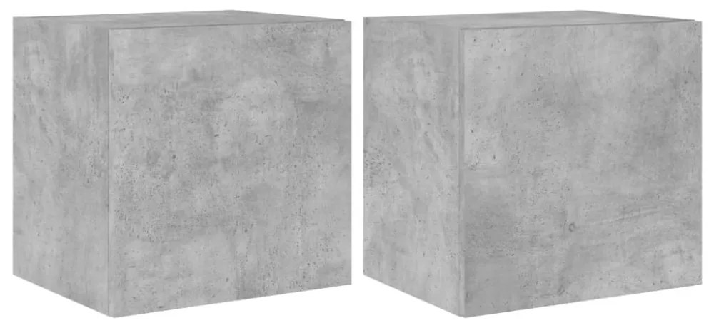 2 db betonszürke fali TV-szekrény LED-del 40,5x35x40 cm