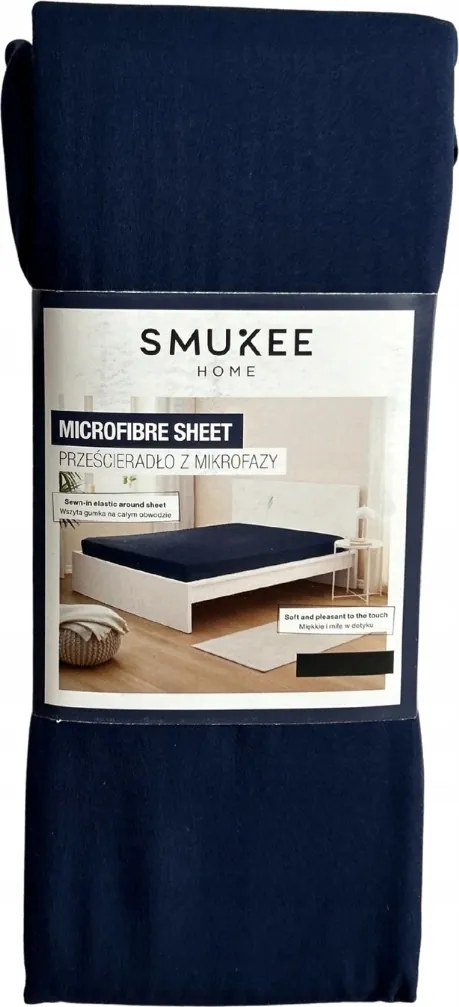 Kényelmes mikrofázisos lepedő gumis Smukee 200 x 200 x 25 cm sötétkék