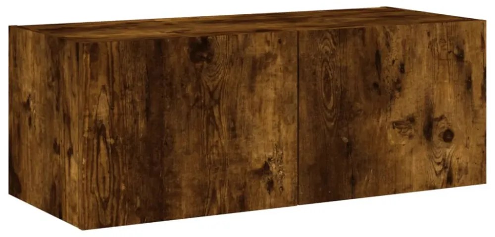 füstös tölgy színű fali TV-szekrény LED-ekkel 80x35x31 cm