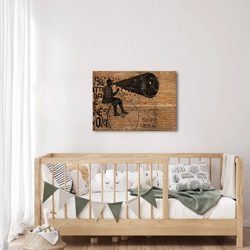 Kép - Férfi kerékpáron Banksy stílusában (70x50 cm)