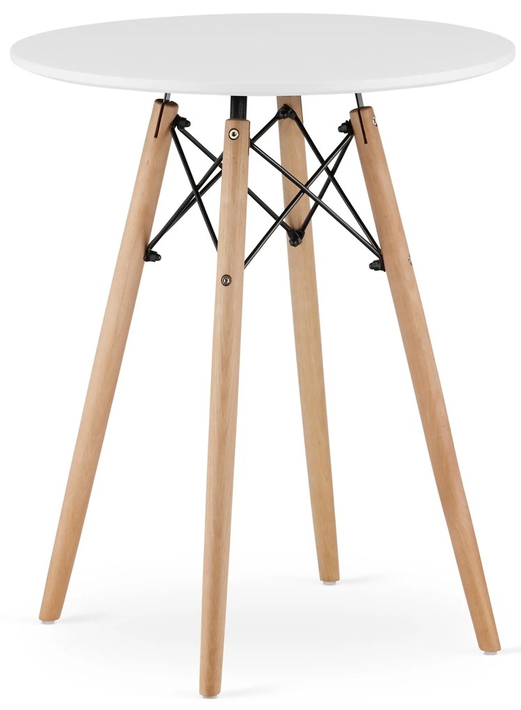 Skandináv stílusú kerek étkező asztal 60 cm Todi - fehér/natúr láb
