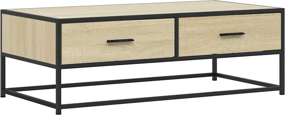 vidaXL sonoma tölgy szerelt fa és fém dohányzóasztal 100 x 50 x 35 cm