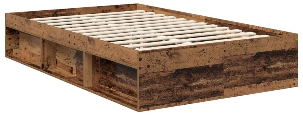 vidaXL Ágykeret fejtámlával Öreg fa 120 x 190 cm Tömör fenyőfa