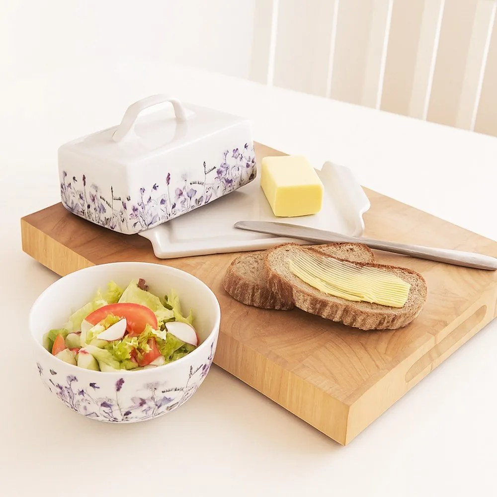 Fehér-lila porcelán leveses tálka 500 ml Louka – Orion