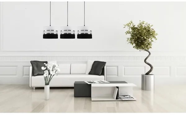 Csillár zsinóron CORAL 3xE27/60W/230V fekete-fehér