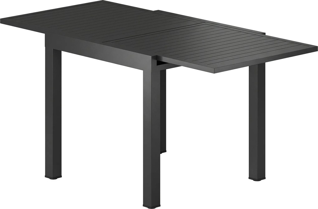 Outsunny kihúzható kerti asztal 4–6 személy — 80–160 × 80 cm, fekete porfestett alumínium rácsos asztallap | Aosom