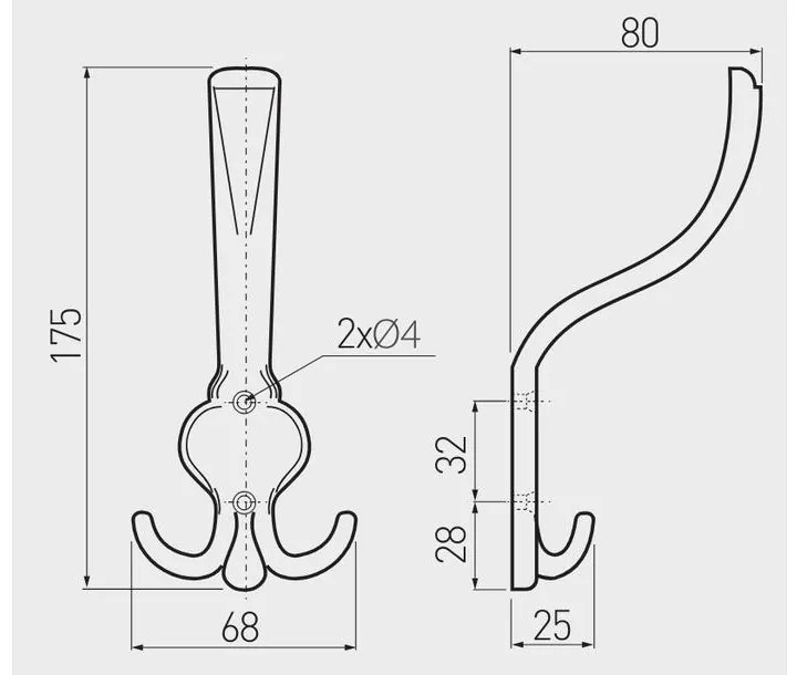 Fogas fém, ORVIETO A0, kalaptartós, antik csiszolt sárgaréz