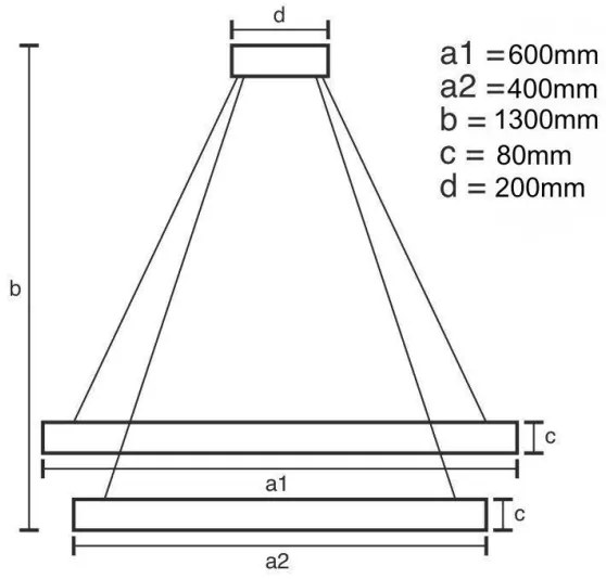 LED állítható fényerejű csillár kábellel LED/80W/230V 3000-6500K + DO
