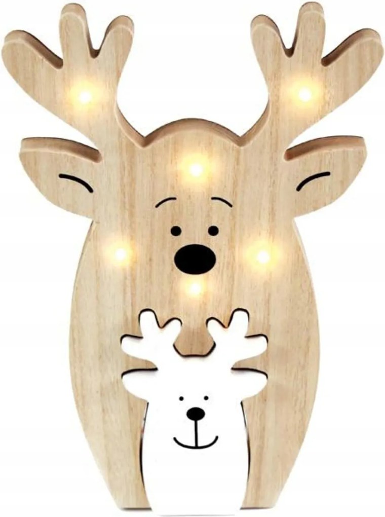 Aca Lighting fa dekoráció kis és nagy rénszarvas 6 Led Ww elemes (2xAAA)