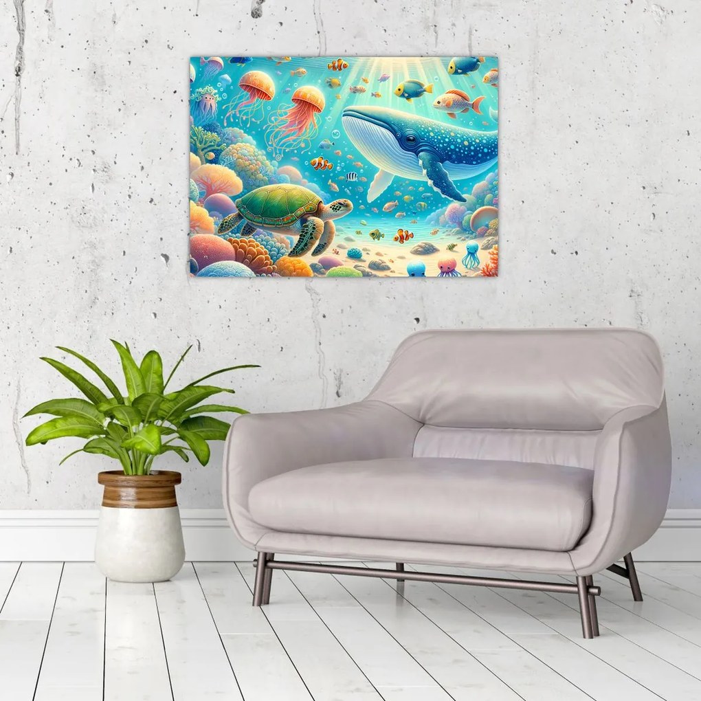 Üveg kép - A világ a víz alatt (70x50 cm)